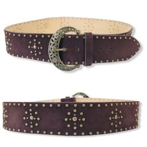 Studded Vintage Western Studded Brown Suede Belt